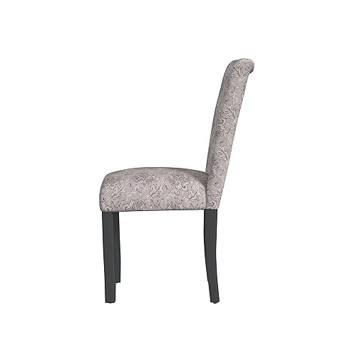 Image of HomePop Classic Parsons Dining Chair -Gray Linen Artistic Floral Print (Set of 2)