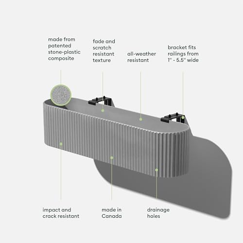 Image of Veradek Demi Series Railing Planter - Round Window Box with Bracket