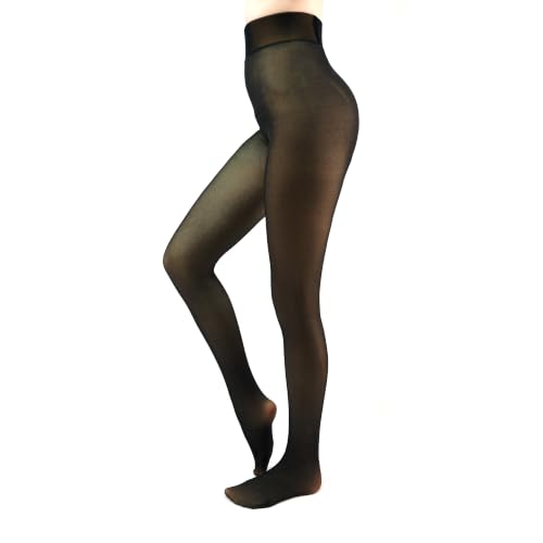 Image of X-CHENG Women Fleece Lined Tights Fake Translucent Sheer Thermal Tights