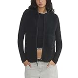Hixiaohe Sherpa Fleece Vest for Women Trendy Warm Sleeveless Vests Jacket Lightweight Zip Coats with Pockets Fall Outerwear(Black,M)