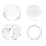 Vankula Ohr Tunnel Plugs 2 Paar Single Flared Flesh Dehner Glas für männer damen Ohrpiercing Dehnschmuck für Ohren 14mm(9/16) Durchsichtiger