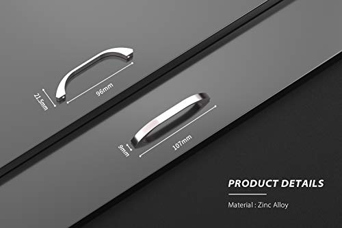 Image of 5PCS 96mm Kitchen Wardrobe Handles with Screws Zinc Alloy Cabinet Cupboard Handle Pull Handle Door Handle Set for Kitchen Drawer Bedroom Furniture (5, 96mm)