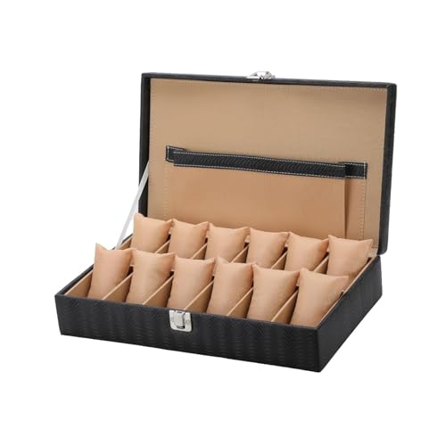 WATCHHUT Jewellery & Wrist Watch Collection Box | 12 Slot PU Leather | Watch Organiser Box for Men & Women | Soft Cushion Pillows, Magnetic Latch Lock | Elegant Gift & Stylish Storage Case