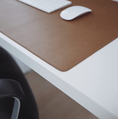 Eddias Mouse Pad DeskPad 90x40cm em Couro Ecológico Caramelo - Oficina Brasileira