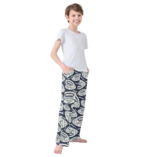 CaTaKu Boys Rugby Ball Star Pants for Boys Girls Wide Leg Sweatpants Kids Long Bottoms with Pockets Size 6-14Y3