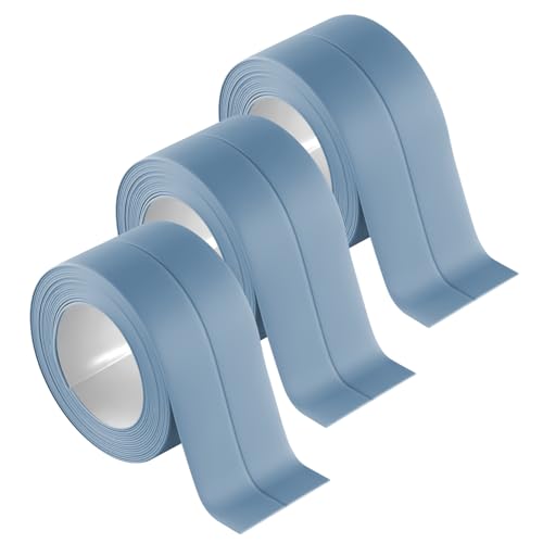 Image of 3 Rolls 10.5 Feet Caulk Tape Waterproof Sealing Self Adhesive, Caulking Sealant Strip for Bathroom Toilet Kitchen Countertop Blue