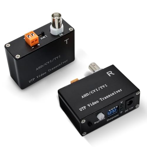 Mocturnity Balun de Vídeo Activo de 1 Canal para Cámara CCTV, Transmisor de Par BNC de Alcance para AHD TVI CVI 5/10MP