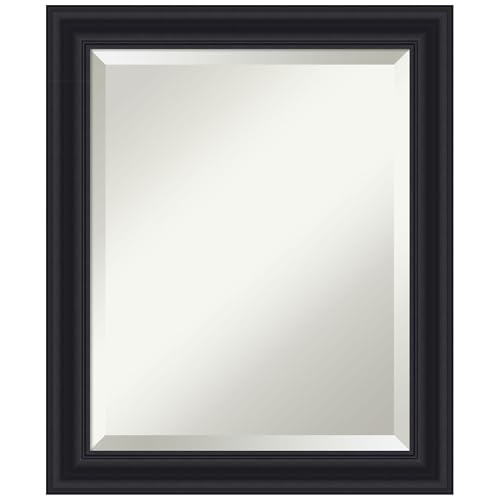 Amanti Art Black Bathroom Mirror for Over Sink, 24x20 Dalat Black Rectangle Vanity Mirror, Small Traditional Frame, Hangs Horizonally and Vertically, Bathroom Wall Decor, Beveled Edge by Amanti Art - Used condition - US$90.96