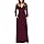 WNEEDU Womens Fall Dresses 2025 Lace Long Sleeve Maxi Dress V Neck Wrap Waist Casual Long Dress with Pockets Wine Red L