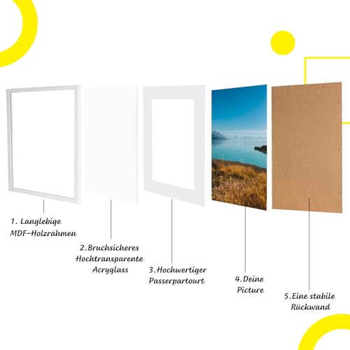 kollyseek Picture Frame 30 x 45 cm Made of MDF and Acrylic Glass Black Wood - Image 3