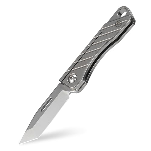 KeyUnity KK14 Navaja Plegable de Titanio, Mini Navaja de Bolsillo, Ideal Para Supervivencia, Acampada, EDC, llavero, para uso Diario