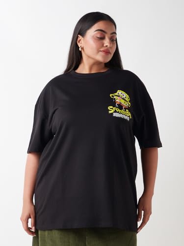 Image of Bewakoof Women's Cotton Graphic Print Oversized Fit T-Shirt