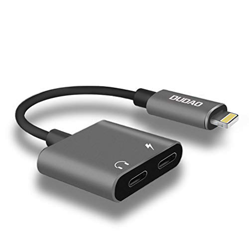 Image of DUDAO L14 Lightning Splitter, 2 in 1 Dual Lightning Port Headphone Audio & Charger Adapte Support only Original Apple Headphones Compatible for Apple 14 /13 /12 /12 Pro /11 /11 Pro /XS /XR /X 8 7