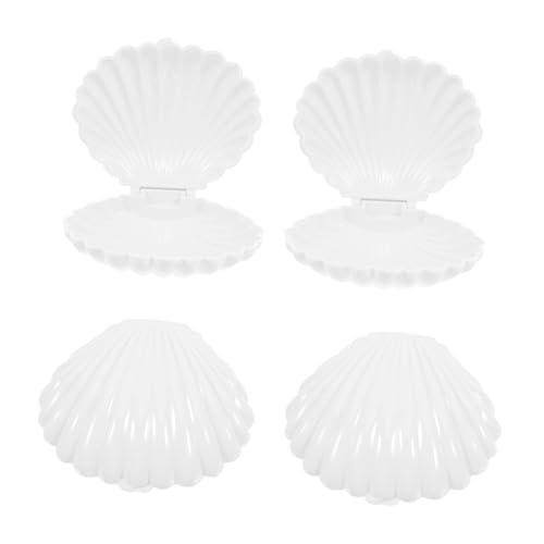 Hemobllo Cajas De Concha Para Almacenamiento De y Joyas De Contenedores De Plástico Color Blanco De Bodas Cumpleaños y Shower