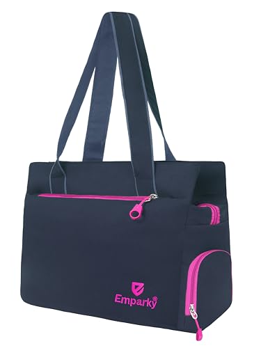 Image of Women Bag, Black with Turquoise Accents, Tote Bag with Multiple Zipper Pockets