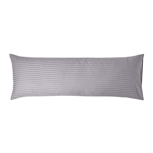 HOMESCAPES Taie de traversin 140 cm en Percale de Coton égyptien 330 Fils, Taie d’Oreiller 50x140 cm, Coloris Gris