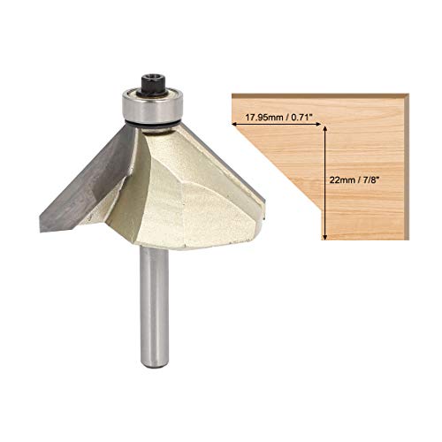 Uxcell Chamfer Router Bit 45 Degree 1/4" Shank 7/8" Cutting Height Edge Forming Router Bit For Woodworking #TOP5
