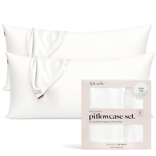 Kitsch Satin Pillowcase with Zipper for Hair & Skin, Softer