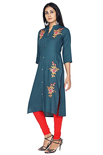 Image of Mehsoos Women's Rayon Embroidered Straight Kurta /Ethnic wear /Tradtional Wear Beautifull Color and Size (KKUT002