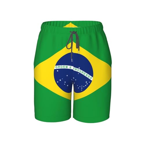 Brazilian Flag Youth Beach Pants, Soft and Breathable, with Drawstring Waist, Suitable for Sports and Leisure.