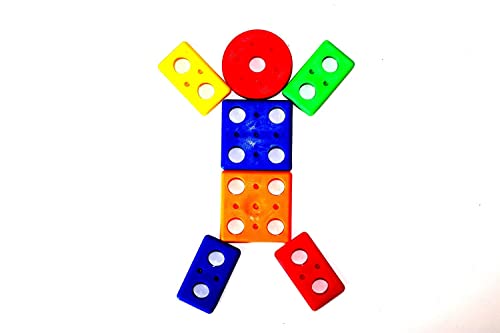 Image of LONGMIRE Plastic Building Blocks Angle Geometric Blocks Stacker Shape Sorter Column Puzzle Stacking Set Toys for 1 Year Old Kids Girl (Multi Color) (SEQAURE GEOMATRIC Block), Set Of 1