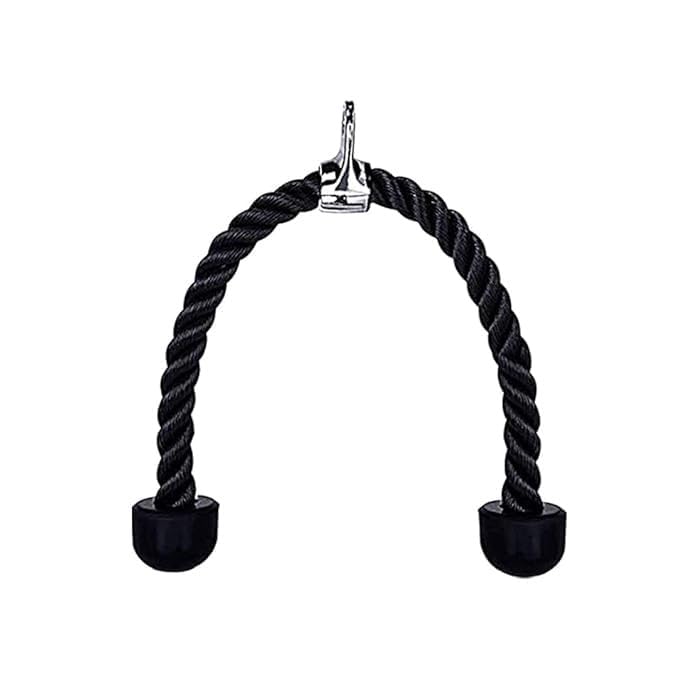 Tricep Rope Attachment, Black, Twisted Rope Design with Chrome Hook and Rubber End Caps-image-10