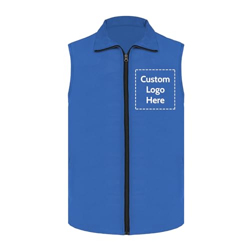 TopTie Custom Volunteer Sleeveless Vest Full Zipper Uniform Royal Blue Unlined Outerwear Vests2