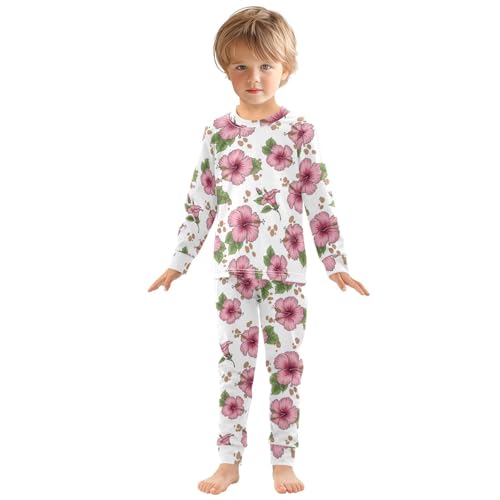 Pajama Sets Long Sleeve Floral Flowers Pattern Soft Comfy Sleepwear 2 Piece PJS 3-8T2