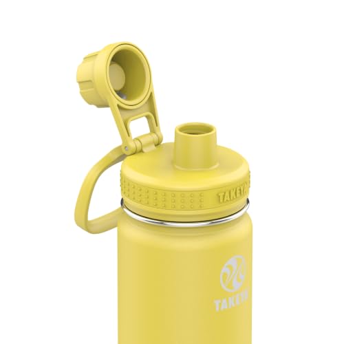 Image of Takeya Actives Insulated Stainless Steel Water Bottle with Spout Lid, 18 Ounce, Canary