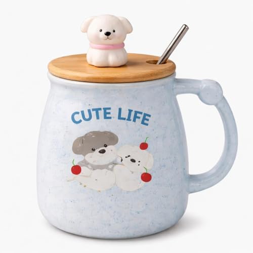 Image of Coffee Mug, Gift for Woman, Birthday Present for Girlfriend, Present for Wife Birthday, Mugs for Present, Holi Gifts, Panda Mug with Lid & Spoon (Cute Life)