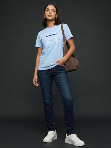 Image of Nobero Women's Graphic Printed T-Shirt | Regular Fit 180 GSM Cotton Tee for Women | Comfortable Round Neck Casual Wear