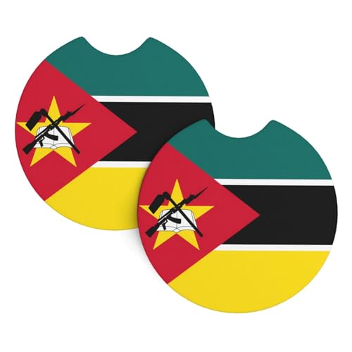 Lot de 2 dessous de verre universels antidérapants et imperméables pour voiture, SUV, camion Motif drapeau du Mozambique