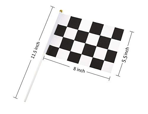 30Pcs Checkered Flags 8 X 5.5 Inch Racing Polyester Flags With Plastic Sticks Black & White Racing Flag For Racing, Race Car Party,Sport Events #TOP1