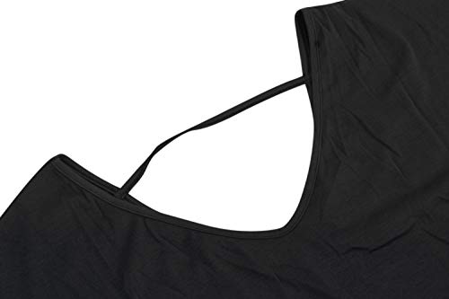 Nemidor Women's Casual Loose Pocket Long Dress Short Sleeve Plus Size Slit Maxi Dress (20W, Black) #TOP2