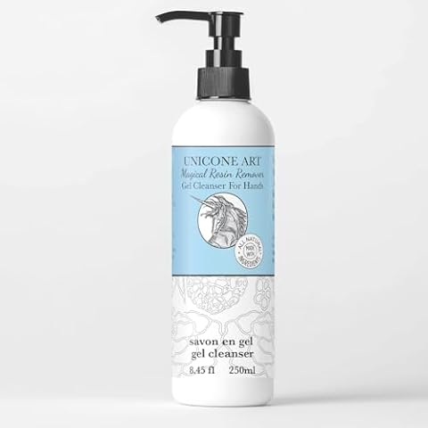 unicone art Hands Resin Remover Gel - All Natural Epoxy Resin Cleaner - Magical Cleanser for Artists - Epoxy Remover - Glue, Silicone, Paint & Glitter Soap- For Soft and Moisturized Skin (8oz) Cover