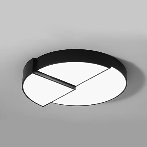 Lampe de plafond moderne circulaire LED noire pour éclairage de salle à manger