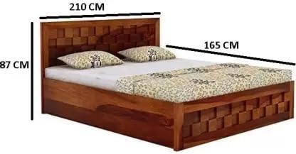 Image of Solid Wood King NA Bed (Finish Color - Honey Finish, Delivery Condition - DIY(Do-It-Yourself))