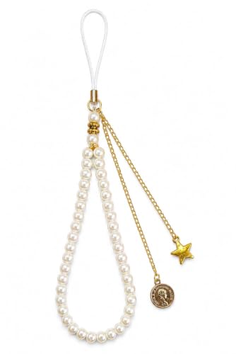Image of Handmade Beaded Phone Charm Strap for Women & Girls | Aesthetic Mobile Charm | Pearl & Crystal Bead Wrist Strap | Cute Phone Bag Accessory | Korean Style