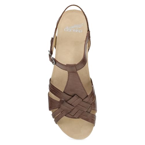 Image of Dansko Tia Fisherman Wedge Sandal for Women - Contoured Footbed for All-Day Comfort and Support - Adjustable Hook & Loop Straps with Buckle Detail