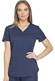 Dickies Dynamix Women Scrubs Top V-Neck DK730, M, Navy