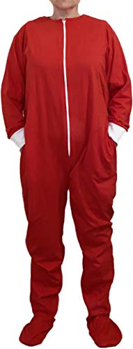 Preisvergleich Produktbild Funzee Jumpsuit mit Füßen Onesie Overall Hausanzug Einteiler Strampler Trainingsanzug Pyjama, Rot, L