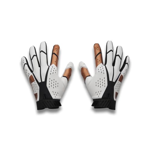 Under Armour Men's Blur Football Gloves, (101) White/White/Metallic Copper Ore, X-Large