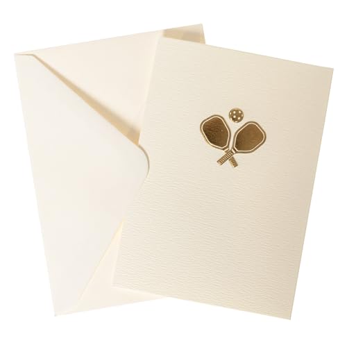 Image of Graphique Pickleball Cards, Pack of 10 Cards with Envelopes, All Occasion Greetings, Blank Inside, Embossing and Gold Foil Accents, La Petite Press Collection Boxed Set, 3.25 inch x 4.75 inch