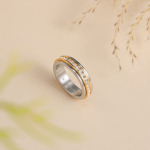 Image of Muses Art Design Fidget Rings, Anxiety Rings, Spinner Rings, Band Rings with Birthstone, Stainless Steel, Women and Men, Meditation Rings, Thumb Rings, Stress Relieving and Anxiety Reducing