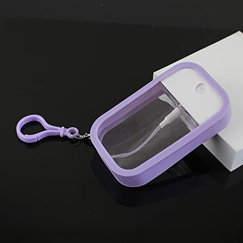 Image of House of Quirk 38ml Portable Card Spray Bottle - Refillable Perfume & Sanitizer Mist Sprayer with Hook (Purple)