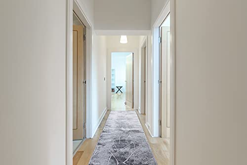 rugsx Alfombra de Pasillo para Recibidores Elegantes Lavable en Gris 80x380 3