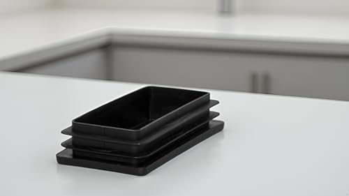 Image of Flyshop 8 Pack Black Chair Glide Inserts Plastic Plugs Rectangle Pipe Tubing End Caps 45 x 75 mm, 1-3 /4 inch x 3 inch