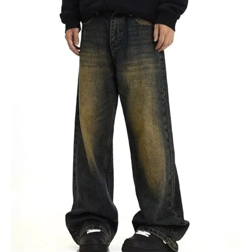 Men's Jeans Mens Pants Regular Solid Color Straight Leg Pants Stylish Vintage Wash Baggy Fashion Streetwear2