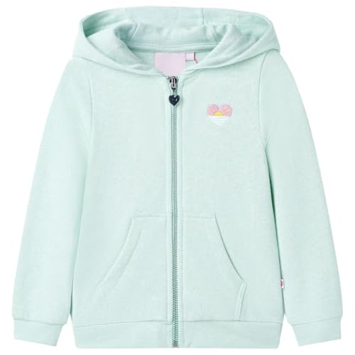 vidaXL Kinder Kapuzenpullover Reißverschluss Sweatshirt Pullover Helles Minzgrün 116