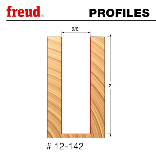 Image of Freud 12-142: 5 /8 inch (dia.) Double Flute Straight Bit with 1 /2 inch shank, 4 inch overall length